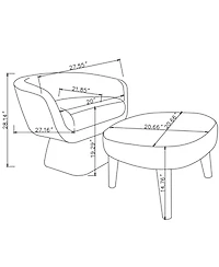 Streamdale Furniture Lazy Chair with Ottoman, Modern Lounge Accent Chair, Upholstered Reading Chair