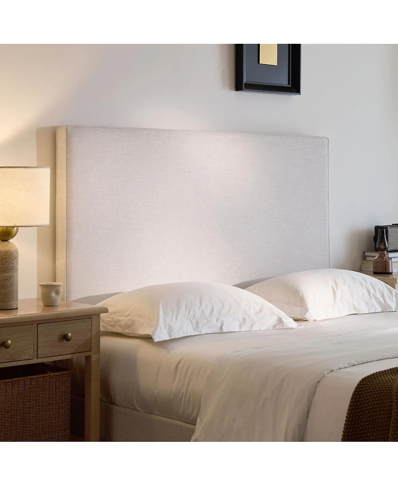 Streamdale Furniture Lucas Tall Upholstered Bed - Queen - Textured Ivory Canvas