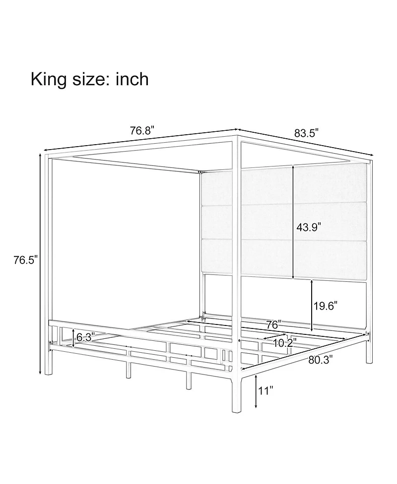 Streamdale Furniture Modern Velvet Upholstered Canopy Bed Frame