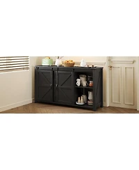 Streamdale Furniture 55.1-Inch Farmhouse Sideboard with Sliding Barn Doors & 4 Drawers