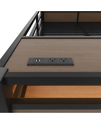 Streamdale Furniture Full Size Metal Bunk Bed with Storage, Led, and Usb
