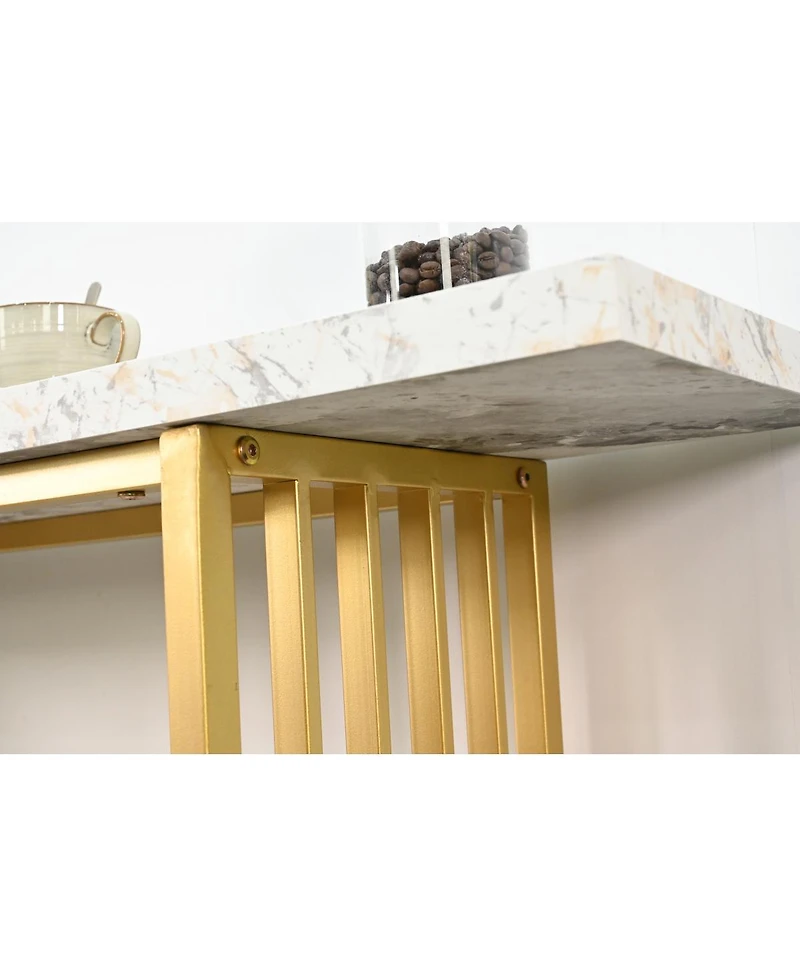 Streamdale Furniture Modern Luxury Gold Metal Console Table with Storage Shelf