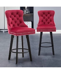 Streamdale Furniture Modern Velvet Swivel Bar Stools with Button Tufting and Rivet Trim
