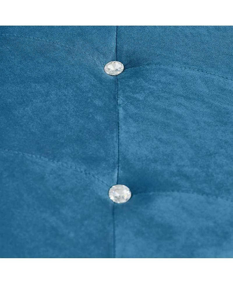 Streamdale Furniture 62.2" Soft Velvet Storage Bench with Crystal Buttons & Pillow