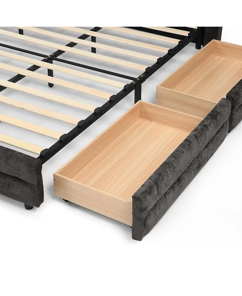Streamdale Furniture King Size Upholstered Bed Frame with Storage Drawer (86.5"84"29.5)