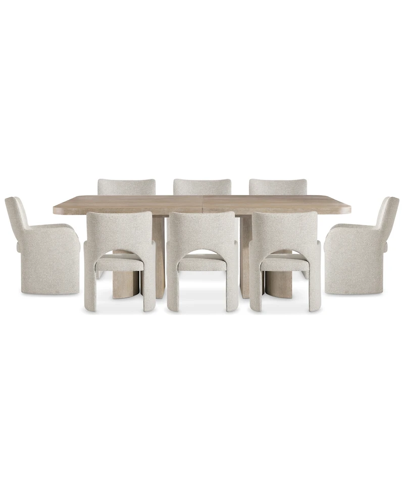 Bernhardt 9-Pc. Wood Loggia Rectangle Table and Upholstered Arm Chairs Dining Set