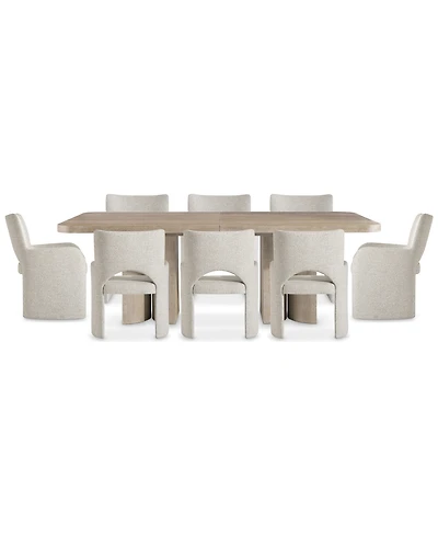 Bernhardt 9-Pc. Wood Loggia Rectangle Table and Upholstered Arm Chairs Dining Set