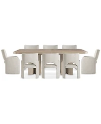 Bernhardt 9-Pc. Wood Loggia Rectangle Table and Upholstered Arm Chairs Dining Set