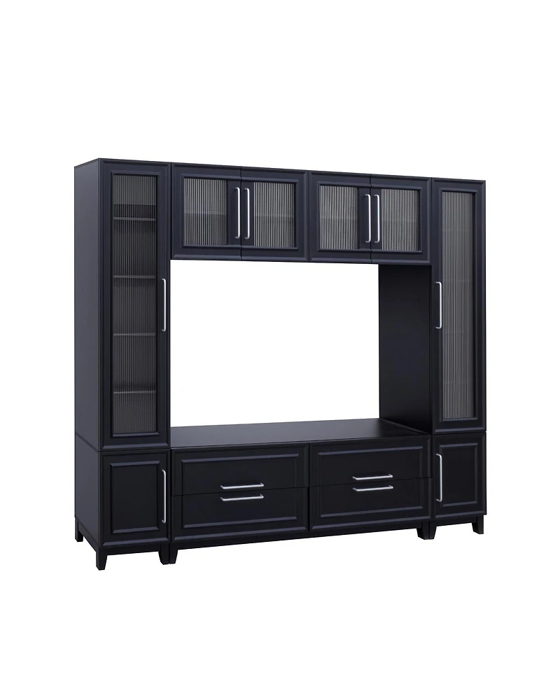 Streamdale Furniture Modern Entertainment Center with Glass Doors & Drawers