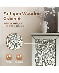 Streamdale Furniture Rustic 55" Storage Cabinet with Drawer and Carved Wood Doors