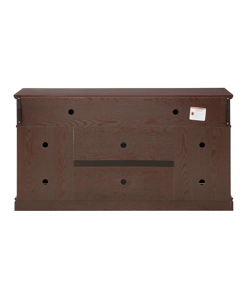 Streamdale Furniture Embossed Tv Stand with Sliding Door, Dark Cherry, 58.27"W