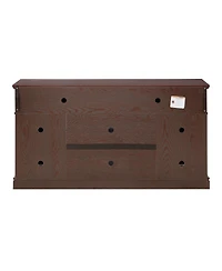 Streamdale Furniture Embossed Tv Stand with Sliding Door, Dark Cherry, 58.27"W