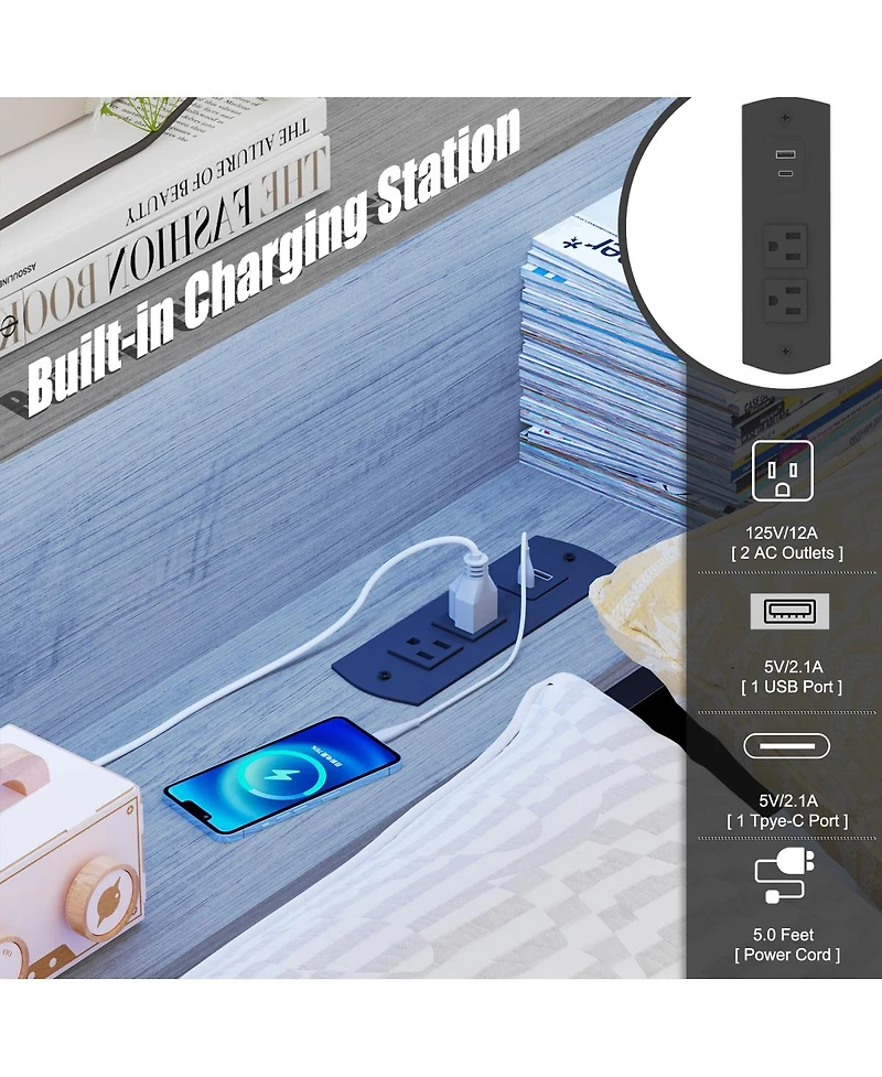 Streamdale Furniture Furniture Twin Corner Daybed with Storage, Bookcase Headboard, Led & Usb