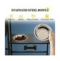 Aostirmotor Adjustable Dog Bowl Stand Pet Feeding Station in Black