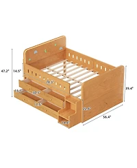 Streamdale Furniture Wooden Full Size Bed with Led Light, Storage Drawers