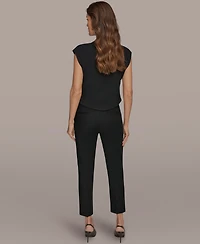 Donna Karan New York Women's Flat-Front Stretch Double-Layer Pants