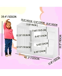 Streamdale Furniture Kids Bookshelf and Toy Storage, 3-Tier Sling Bookcase for Nursery