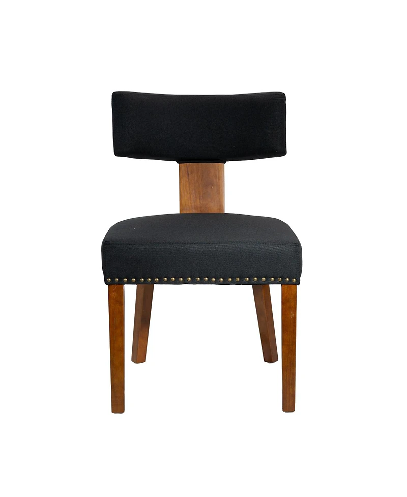 Streamdale Furniture Streamdale Mid-Century Modern Dining Chairs Set of 2, Black Linen Upholstered