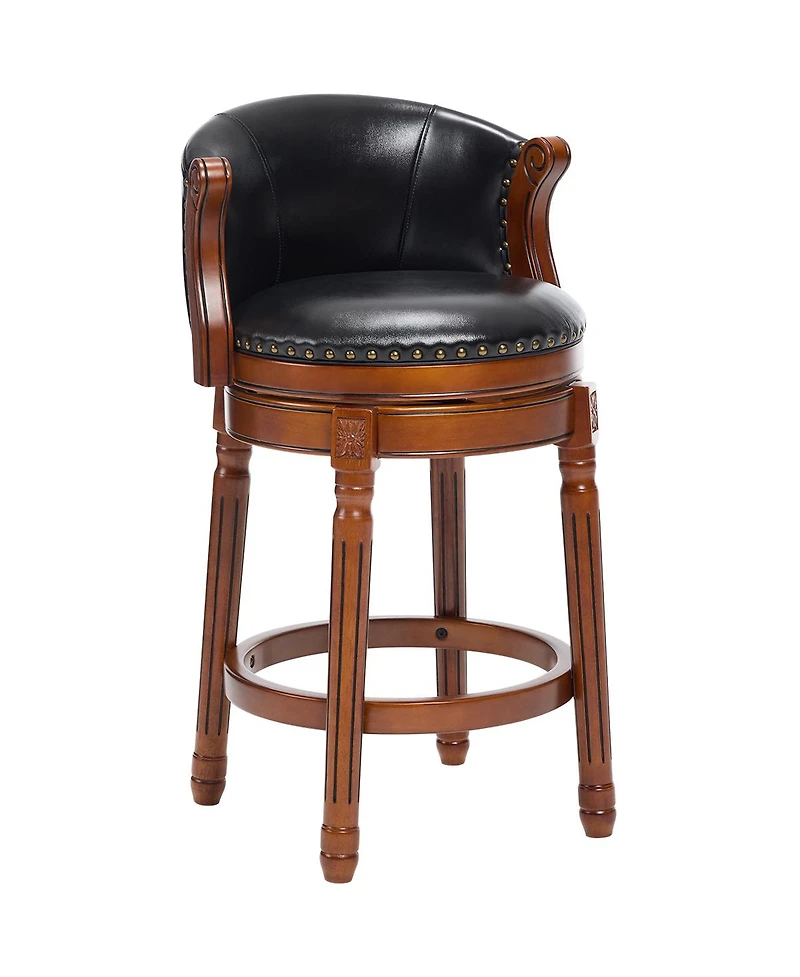 Streamdale Furniture Cow top Leather Wooden Bar Stools, 360 Swivel Bar Chair with Backs