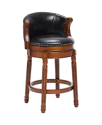 Streamdale Furniture Cow top Leather Wooden Bar Stools, 360 Swivel Bar Chair with Backs