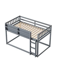 Streamdale Furniture Low Twin Over Twin Bunk Bed with Ladder, Solid Wood