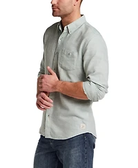 Weatherproof Vintage Men's Long Sleeve Cotton Slub Pebble Dobby Shirt