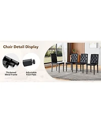 Streamdale Furniture Walnut Textured Dining Table with Storage Shelf & Pu Chairs