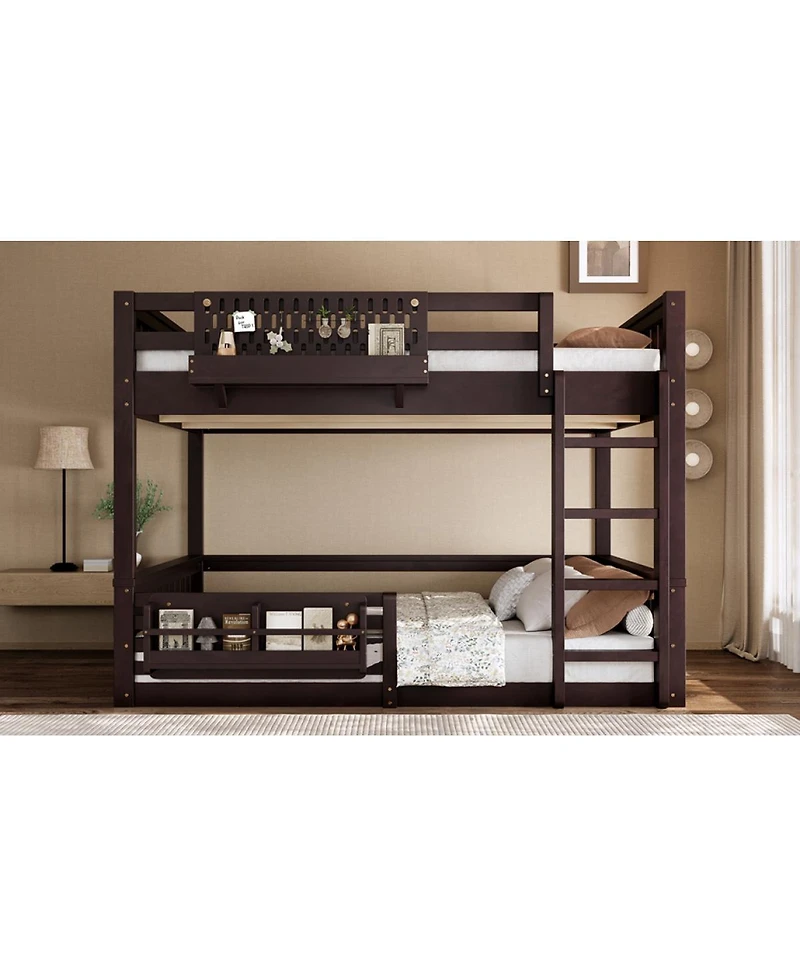 Streamdale Furniture Bunk Bed with Ladder and Guardrails, Pegboard and bookshelf