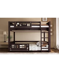 Streamdale Furniture Bunk Bed with Ladder and Guardrails, Pegboard and bookshelf