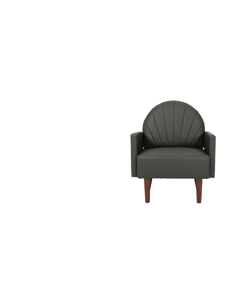 Streamdale Furniture Shell armchair with Pu leather and wooden legs