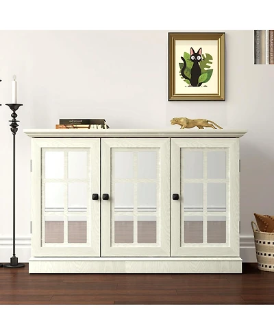 Streamdale Furniture Storage Cabinet with 3 Mirrored Doors & Adjustable Shelves