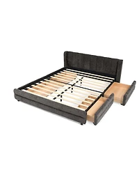 Streamdale Furniture Queen Size Upholstered Bed Frame with Drawer