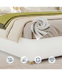 Gaomon Full Cloud Bed Frame – Corduroy Upholstered Low Platform, Solid Wood Legs, No Headboard, Box Spring Needed