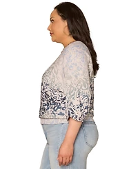 Democracy Plus 3/4-Length Dolman Blouson Sleeve Pull-On Sweater