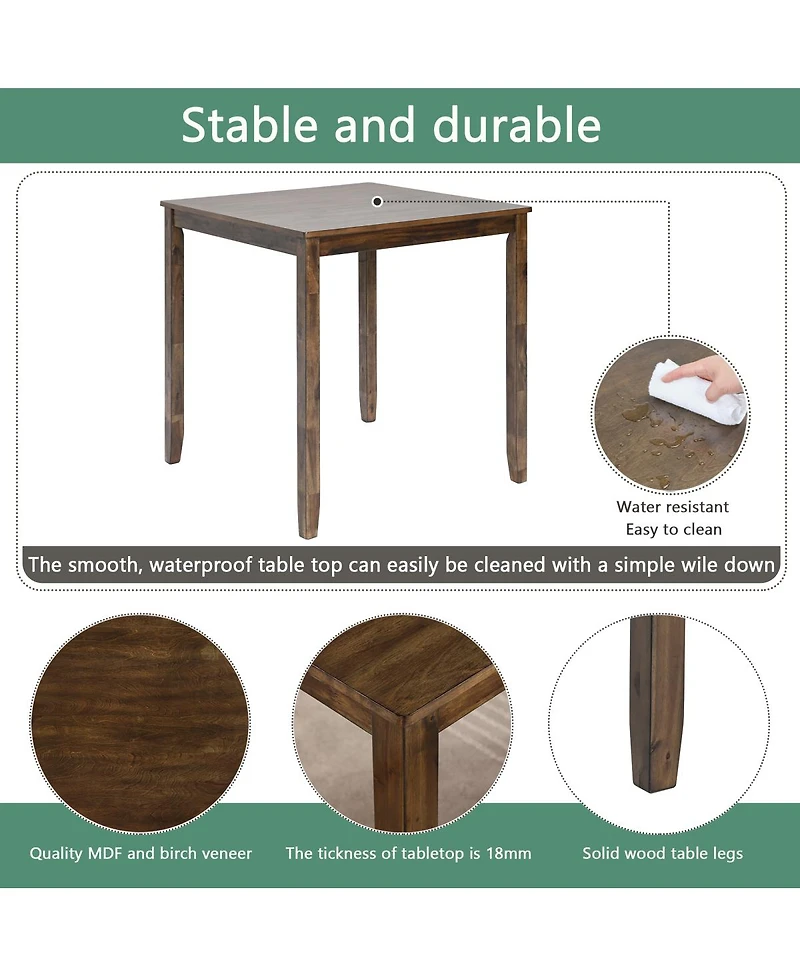 Streamdale Furniture 5-Piece Counter Height Dining Table Set with 4 Chairs, Walnut