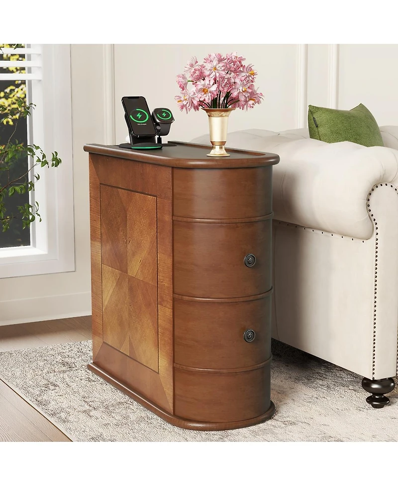 Streamdale Furniture Streamdale End Table with Charging Station & Drawers, No Assembly Required