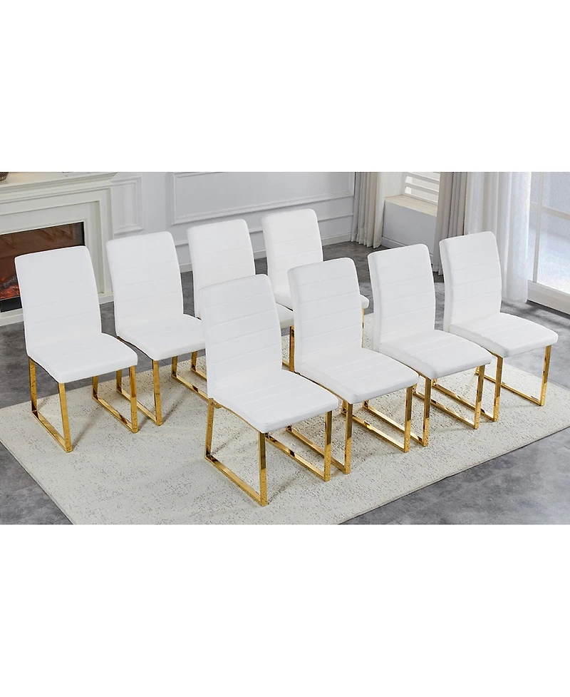 Streamdale Furniture 8-Pack Heavy-duty Chairs: 2.1" Cushion, Iron Frame, Home/Office.