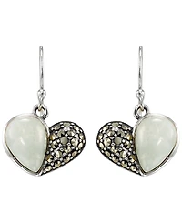 Macy's Marcasite (0.32 ct. t.w.) and Jade (4 ct. t.w.) Dangle Earrings in Sterling Silver