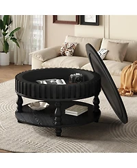 Streamdale Furniture Modern Fluted Coffee Table with Storage, Flip-Top Center Table