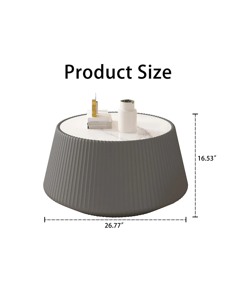 Streamdale Furniture Modern Leather Sofa Coffee Table with Sintered Stone Top