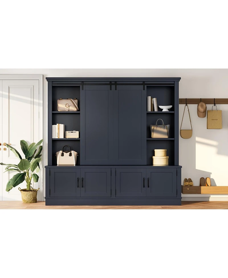 Streamdale Furniture Multifunctional entryway cabinet with sliding rails and tree design