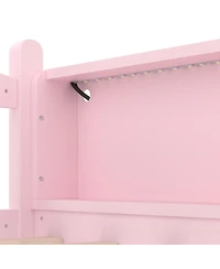 Streamdale Furniture Twin Xl Solid Wood Loft Bed with Led Lights and Storage Shelves