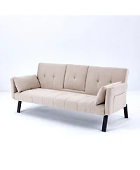 Clihome 70-Inch Multi-Functional Cotton and Linen Sofa Bed, Instantly Switch between Living Room Bedroom