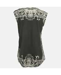 Pre-Owned Balmain Women's Black Print Cotton Sleeveless Top