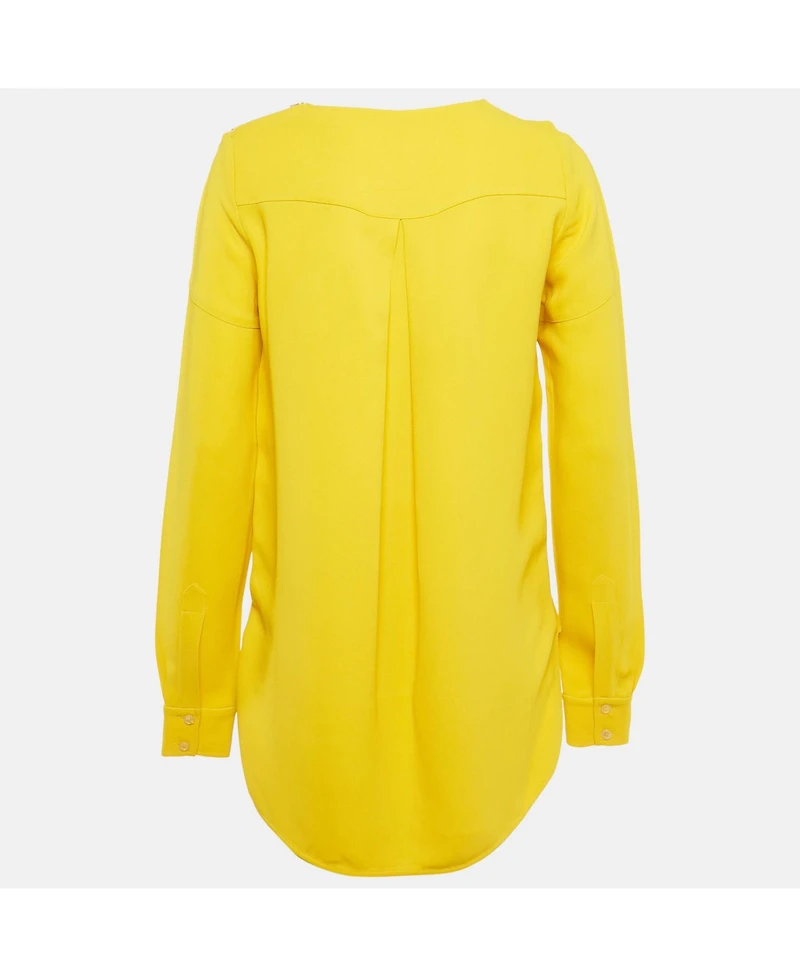 Pre-Owned Stella Mccartney Women's Yellow Crepe Long Sleeve Blouse