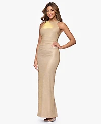 Xscape Petite Long Glitter Knit Halter Neck Ball Gown