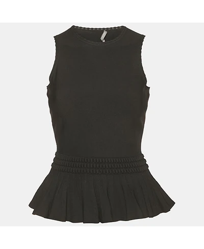 Pre-Owned Alexander Mcqueen Women's Black Stretch Knit Flared Top