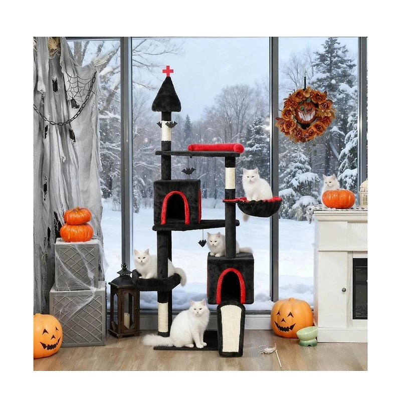 Zeus & Ruta 78" Cat Tree Cat Tower with Coffin Bed