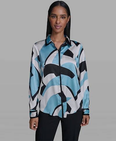 Karl Lagerfeld Paris Women's Collared Button-Down Top