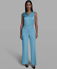 Karl Lagerfeld Paris Women's Mid-Rise Wide Leg Pants